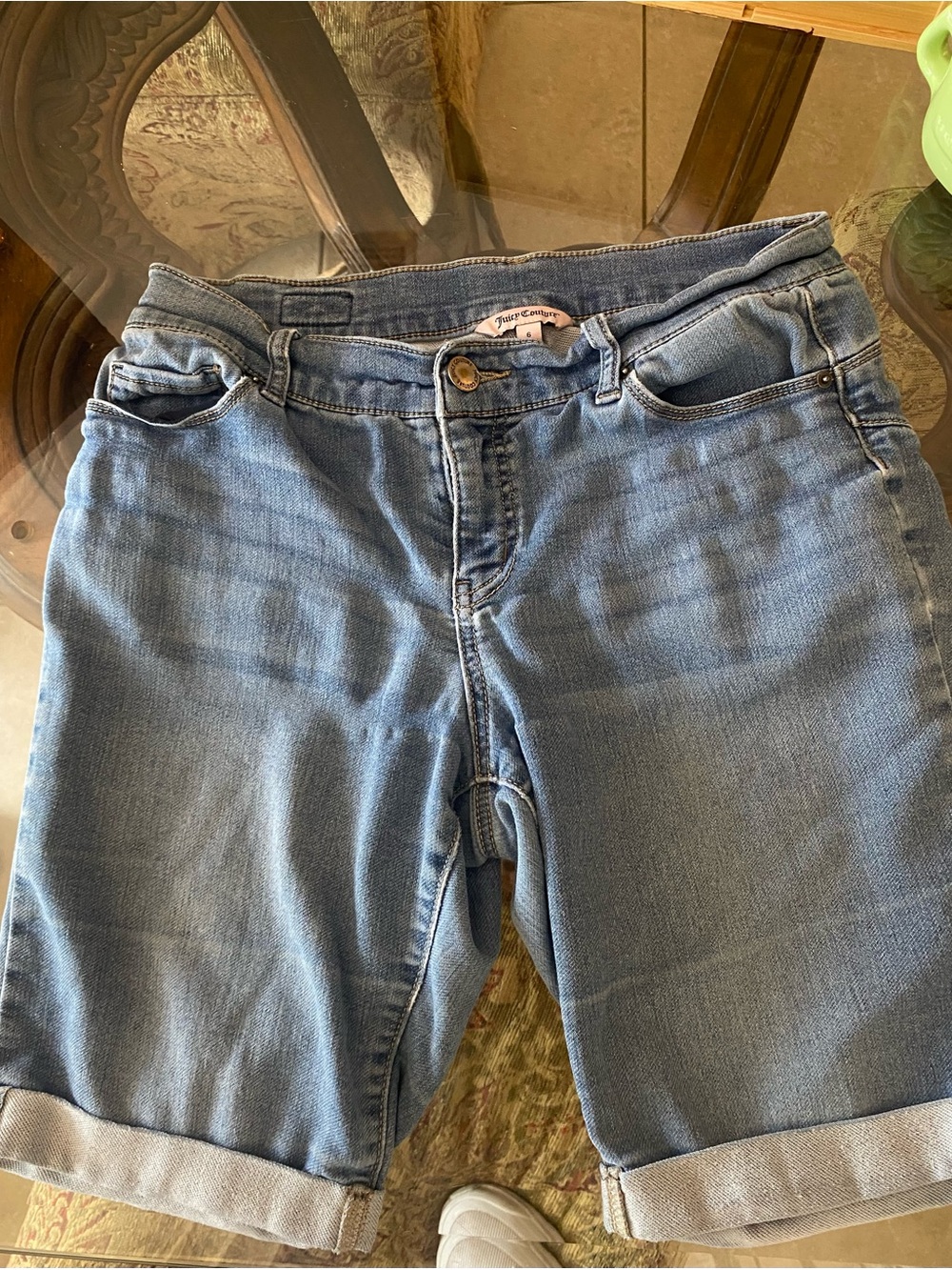 Juicy Couture Light Blue Denim Boyfriend Bermuda Shorts